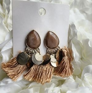Tassled earrings with gold accents